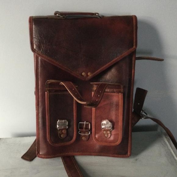 Handmade World Brown Vintage Leather Backpack - Picture 4 of 16
